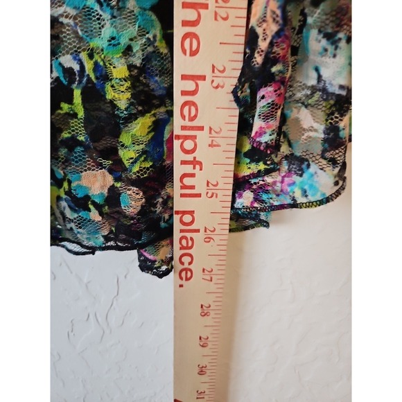 Almost Famous Sz Small Y2k Babydoll Sheer Blouse Floral whimsigoth fairygrunge - Picture 9 of 10